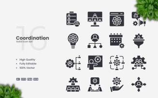 16 Coordination Solid Icons Set