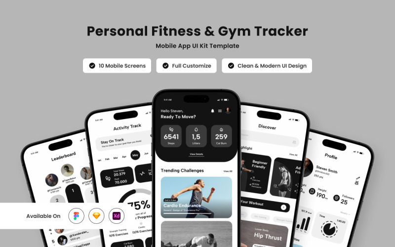 Motofit - Fitness & Gym Tracker Mobile App UI Element