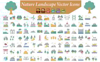 Nature and Landscape Icon Pack – 6 Unique Styles for Eco, Travel, and Adventure Design Projects
