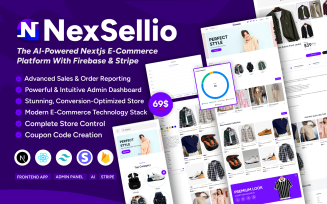 NexSellio Complete High-Performance E-commerce Solution Built with NextJS, Firebase or Tailwind UI