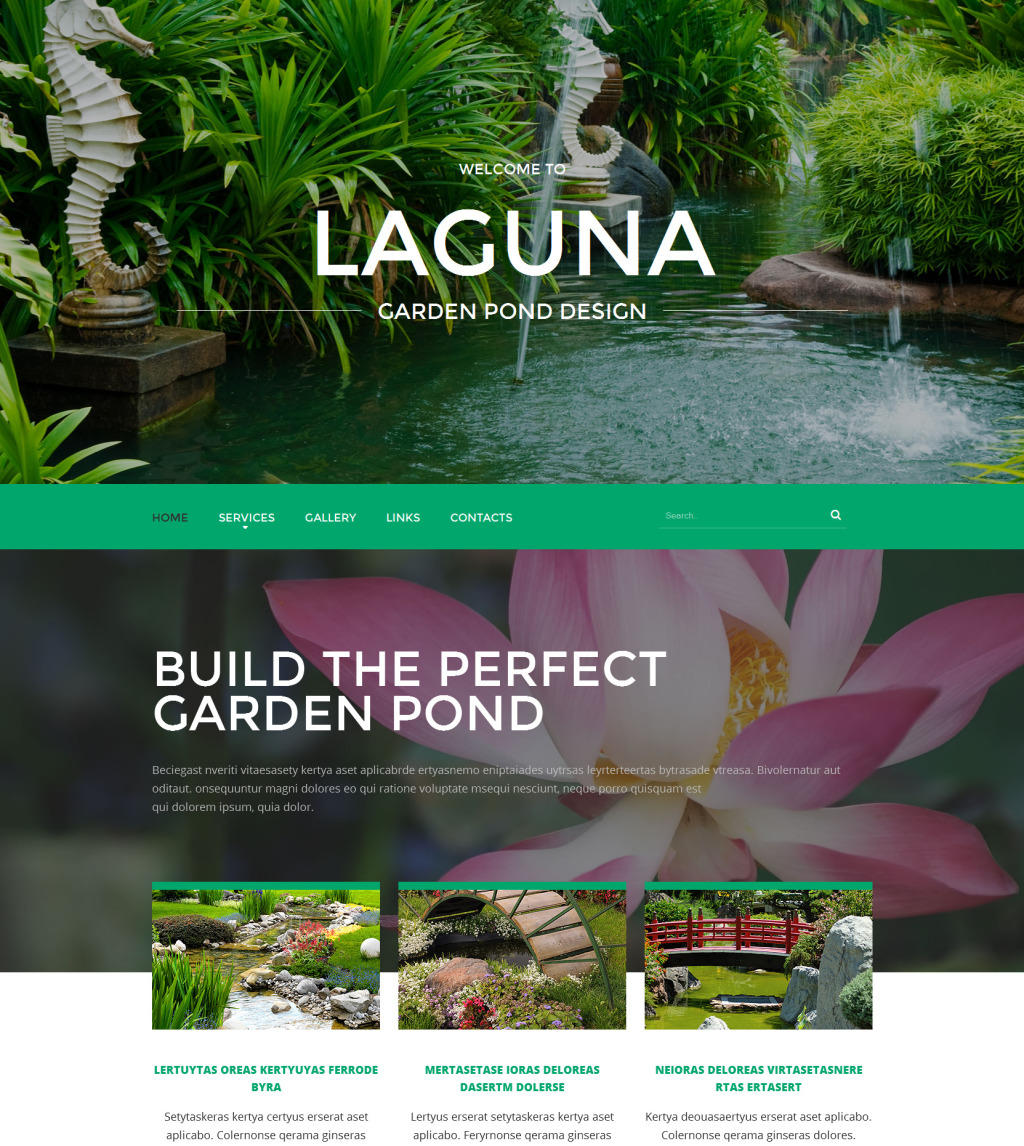 Live preview for Garden Pond Design site Template 55056