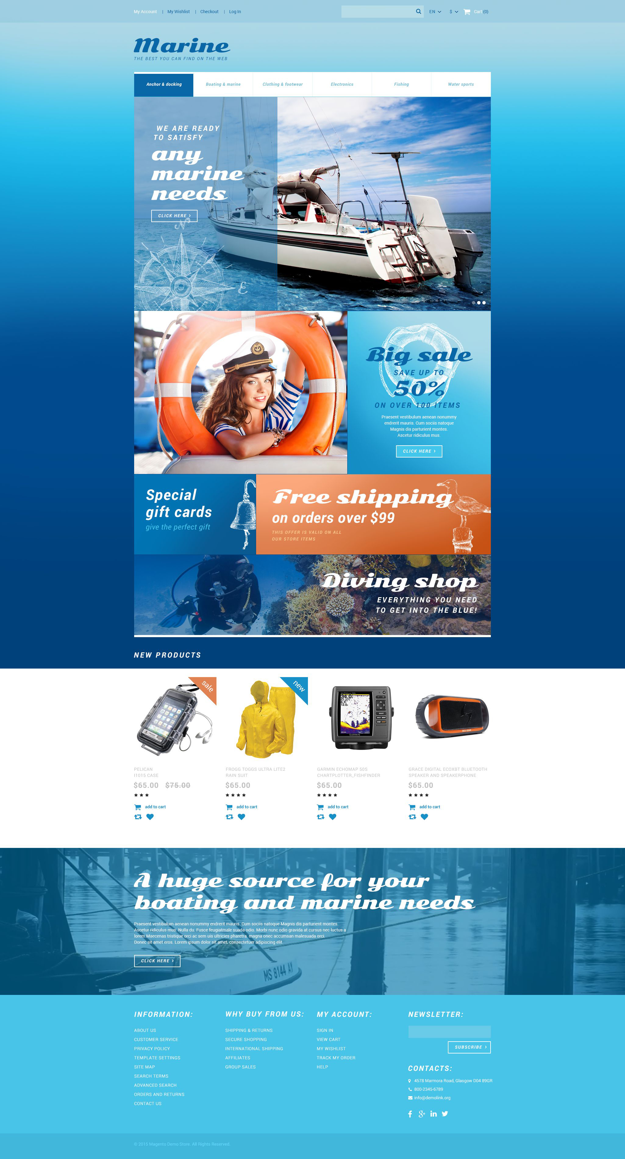 "Marine Store" Responsive Magento Thema №55038 - screenshot