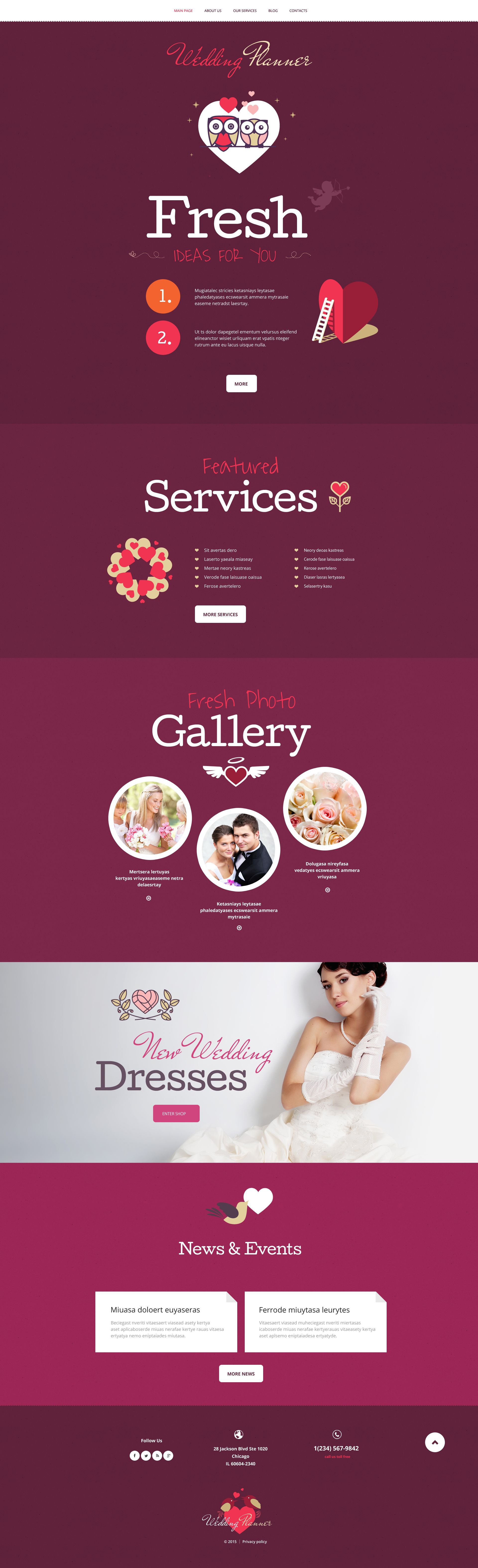 Responsivt Wedding Planner WordPress-tema #55043