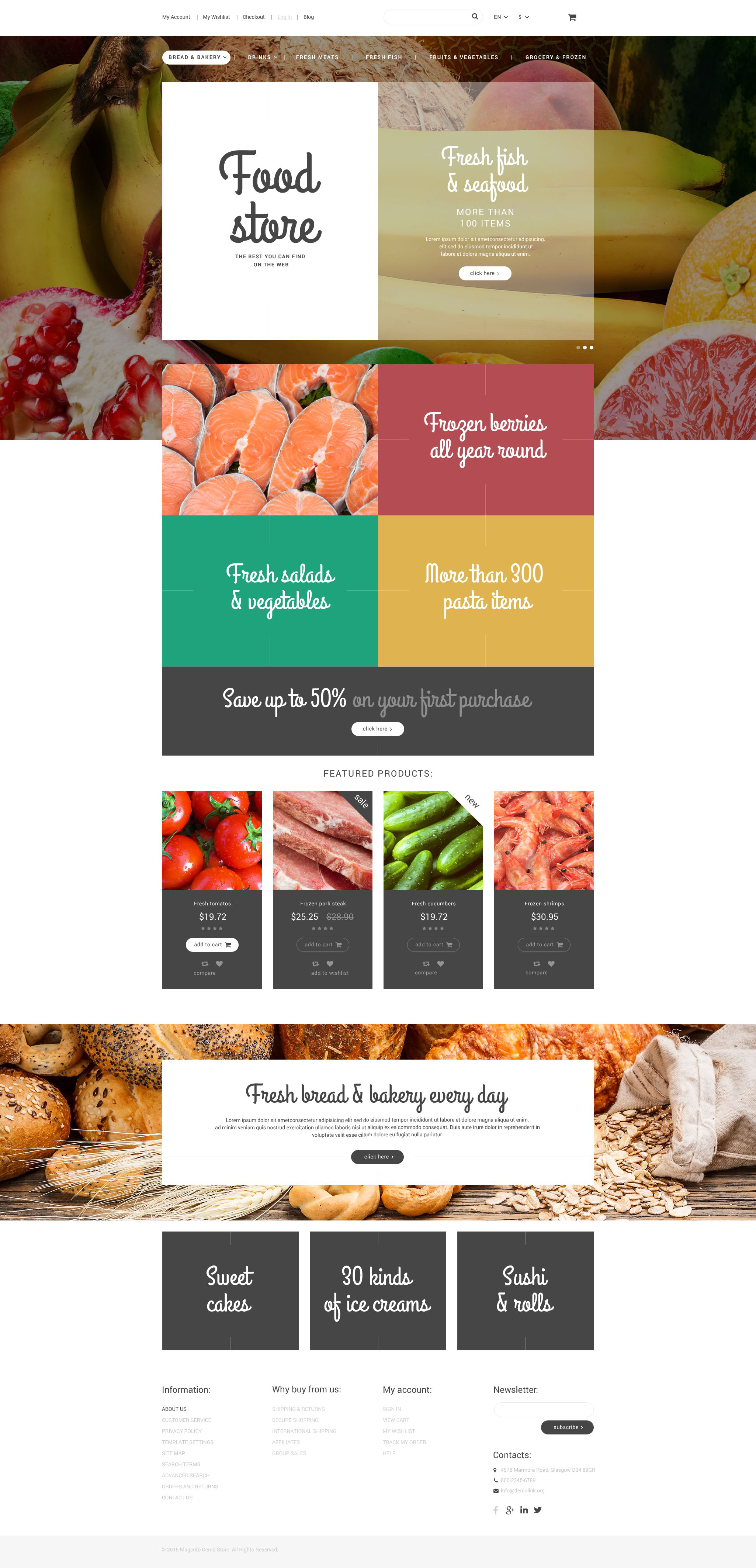 Tema Magento "Food Store" #55004 - captura de pantalla