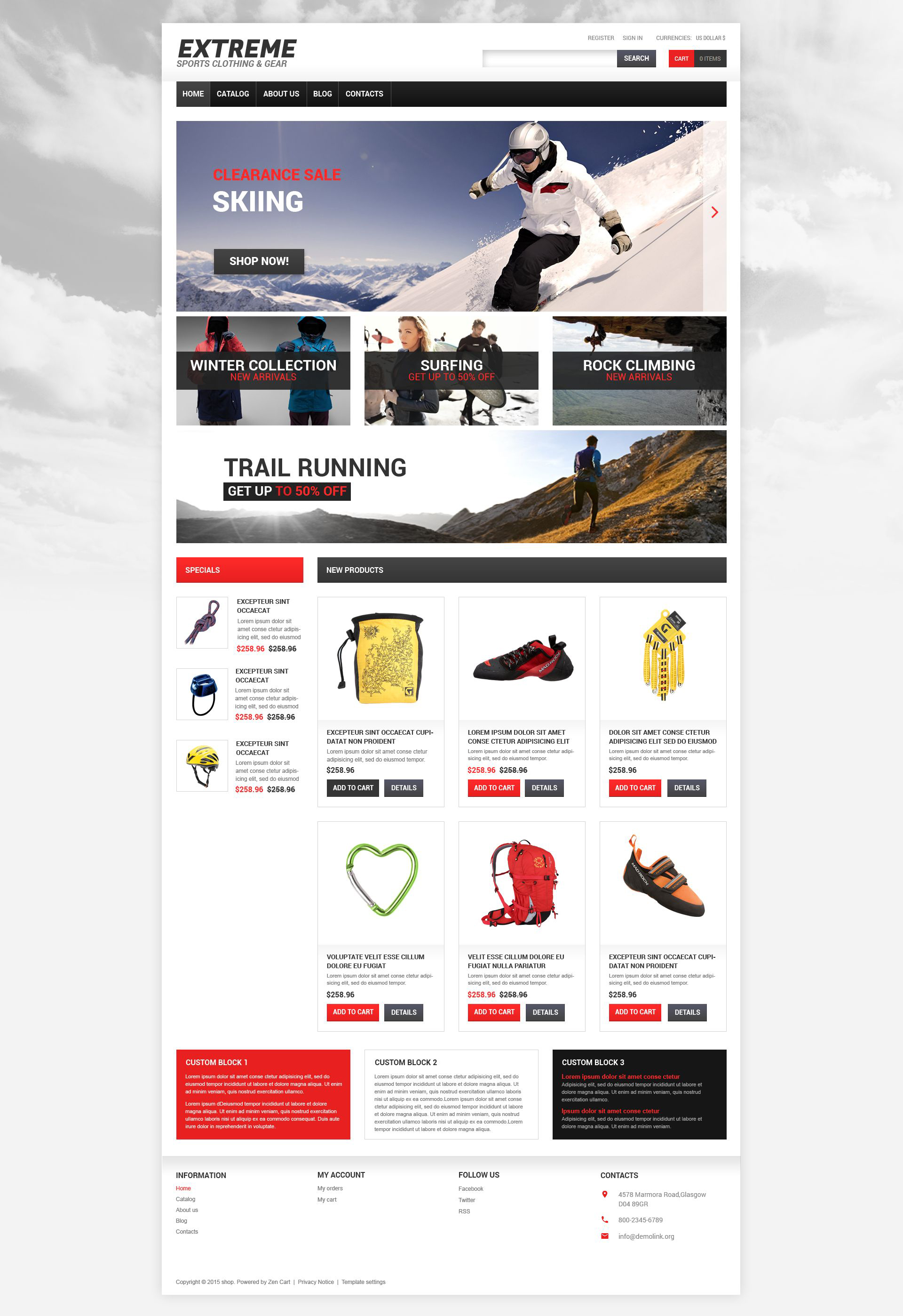 Tema VirtueMart #55011 per Un Sito di Sport Estremi - screenshot