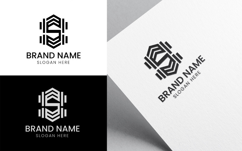 Letter S dumbell fitness logo-995 Logo Template
