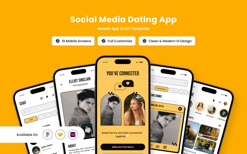 Sync - Retro Social Dating Mobile App UI Kit UI Element
