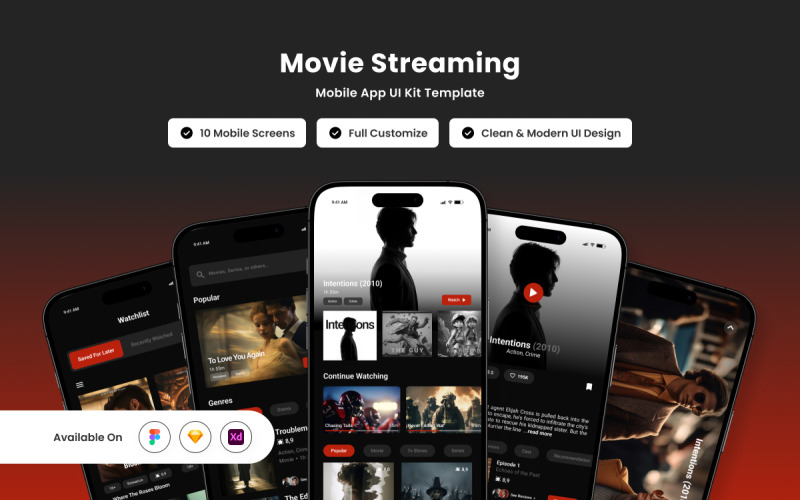 Cinezy – Movie Streaming Mobile App UI Design Template UI Element