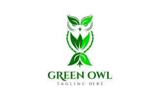 Green Leaf Owl Logo Design