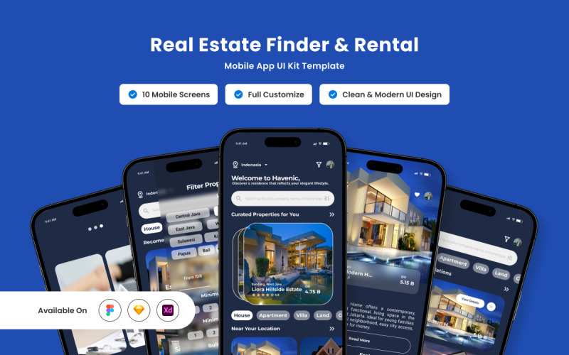 Havenic - Real Estate Finder & Rental Mobile App Design Template UI Element