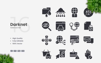 16 Darknet Solid Icons Set