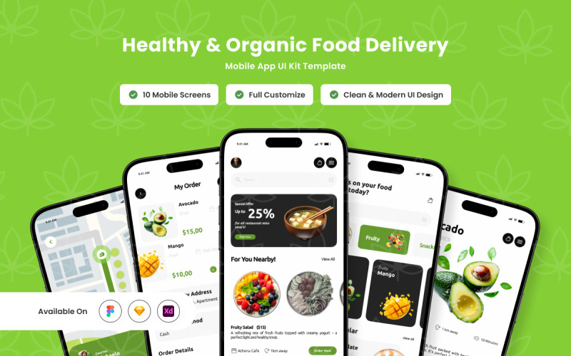Lapar – Healthy Meal Order App Design Template UI Element