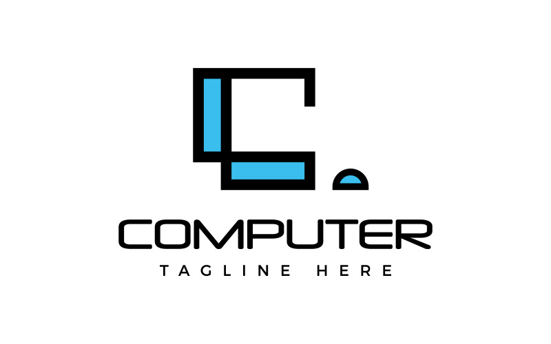 Letter C Computer Logo Design Minimal PC Logo Logo Template
