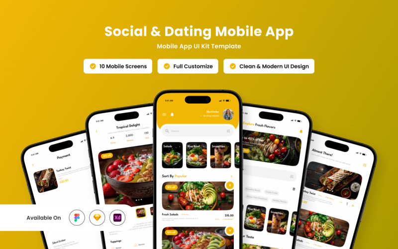Plantaire – Organic Food App Design Template UI Element