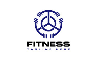 Triple Fitness Equipment Logo Design Barbell Logo