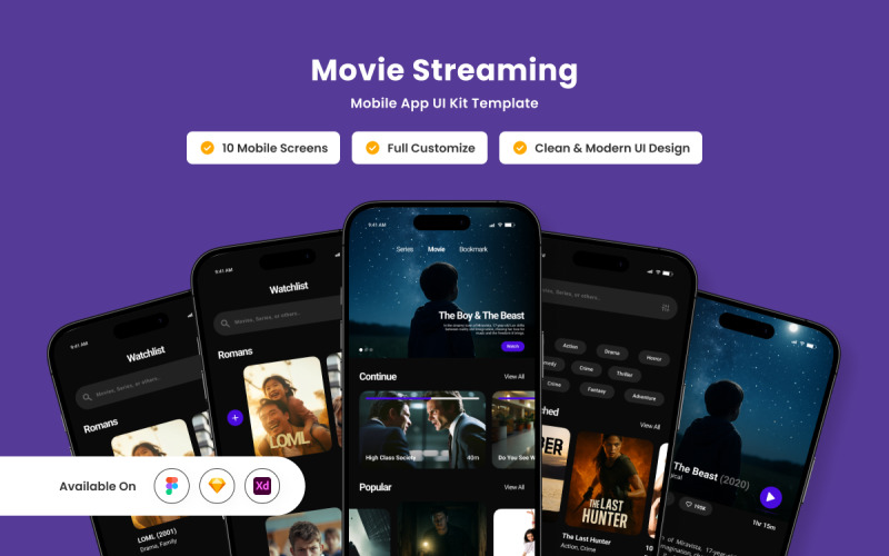 Yumm – Movie Streaming Mobile App UI Design Template UI Element