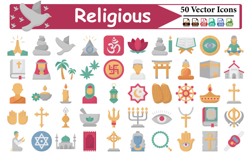Complete Religious Symbol Collection – Sacred Icons of Faith, Worship, and Spirituality Icon Set