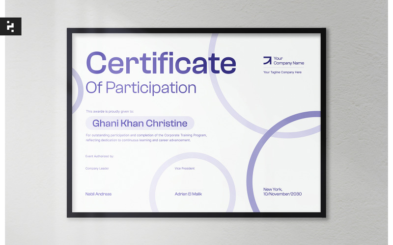 Corporate Training Program Certificate Corporate Identity