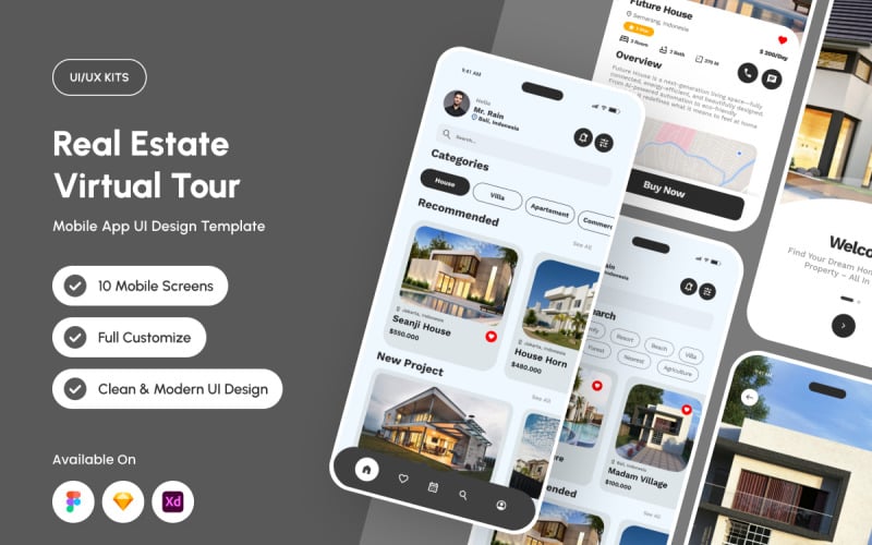 Estatour - Real Estate Virtual Tour App Design Template UI Element