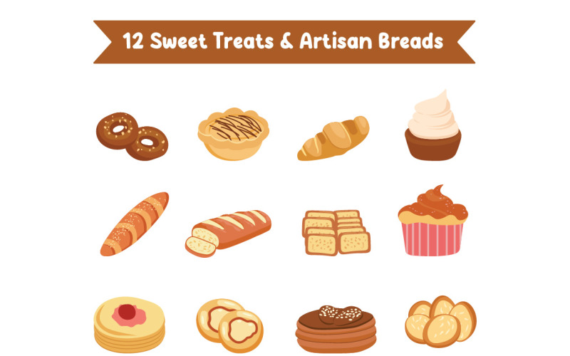 12 Sweet Treats & Artisan Breads Illustration