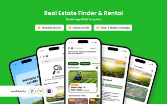 Landify - Real Estate Finder & Rental Mobile App Design Template