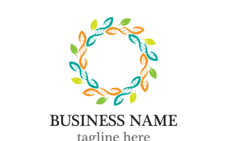 DNA and Leaf Circular Concept Logo Template