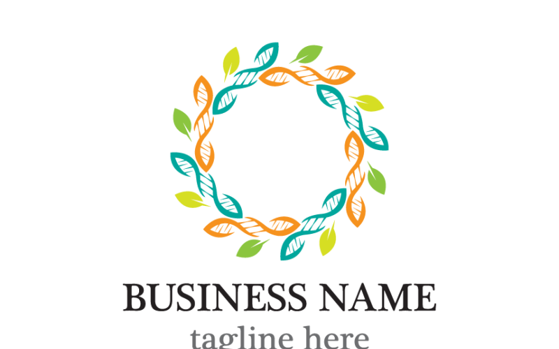DNA and Leaf Circular Concept Logo Template