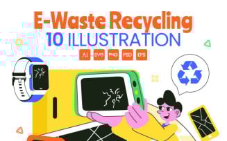 10 E-Waste Recycling Center Illustration