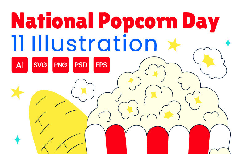 11 National Popcorn Day Vector Illustration