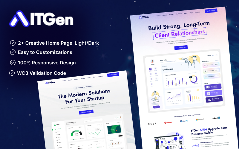 ITGen – IT Solutions, App & Saas Landing Page HTML5 Bootstrap 5 Template Website Template