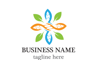 Modern DNA and Leaf Logo Template