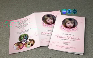 Pink Floral Child Funeral Program Template