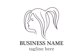 Woman Face Logo Template Outline Style