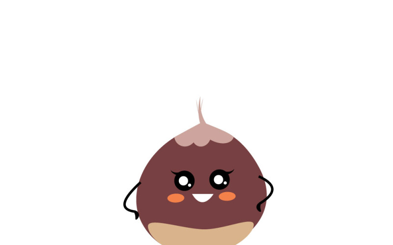 Adorable Cartoon Chestnut Character Paper Cut-Out Style Vector Graphic