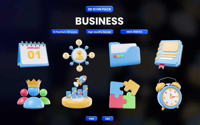 Business 3D Icon Pack 784 Icon Set