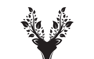 Deer and Tree Leaf Logo Template