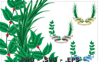 Heraldic plants tied with ribbon