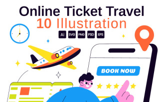 10 Online Ticket Travel Illustration