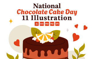 11 National Chocolate Cake Day Vector Illustration