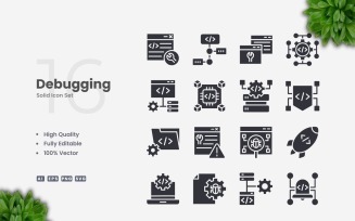 16 Debugging Solid Icons Set