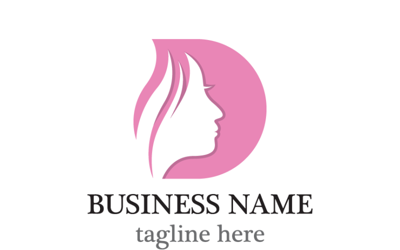 Letter D and Woman Face Logo Template