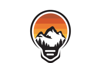 Mountain in Lamp Logo Template