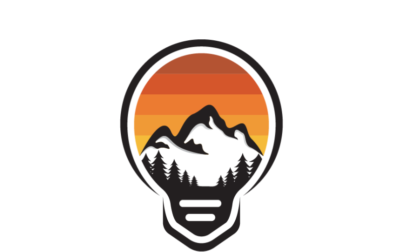 Mountain in Lamp Logo Template
