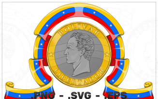 Official Venezuelan currency with flag