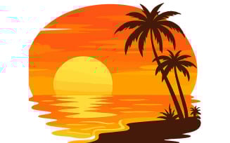 Tropical Sea Landscape with Palm Trees