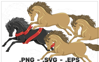 Wild horse riding with ribbon