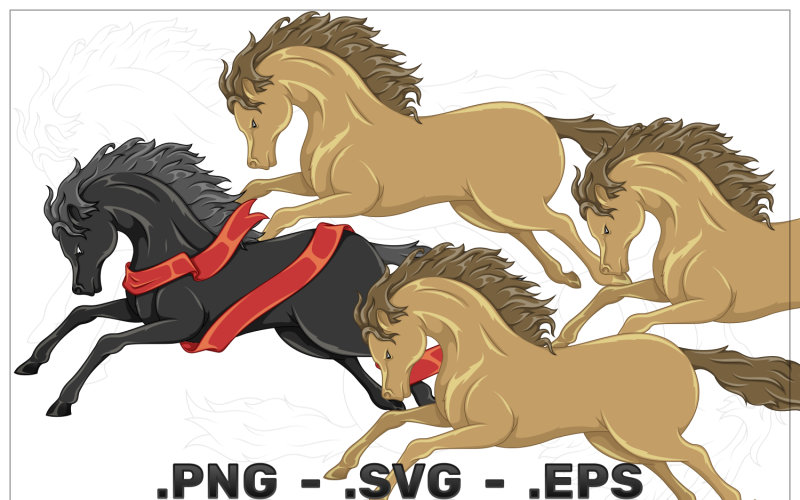 Wild horse riding with ribbon Vector Graphic