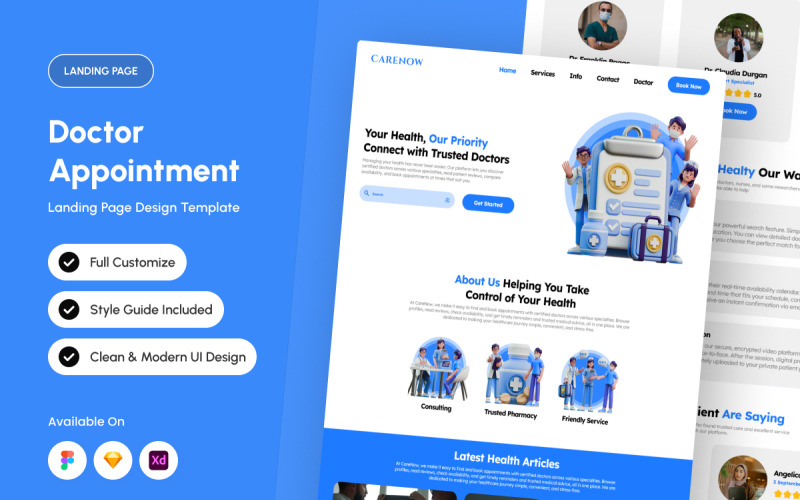 CareNow - Doctor Appointment Landing Page Design Template UI Element