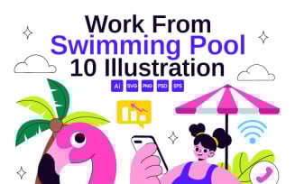 10 Work from Swimming Pool Illustration
