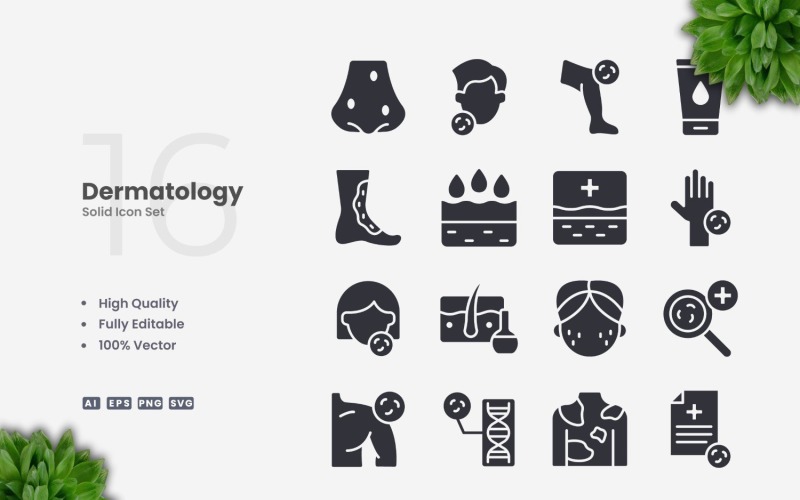 16 Dermatology Solid Icons Set Icon Set